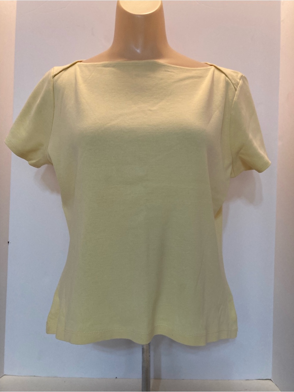 Ralph Lauren Short Sleeve Boatneck Tee in Pale Yellow. SSB3